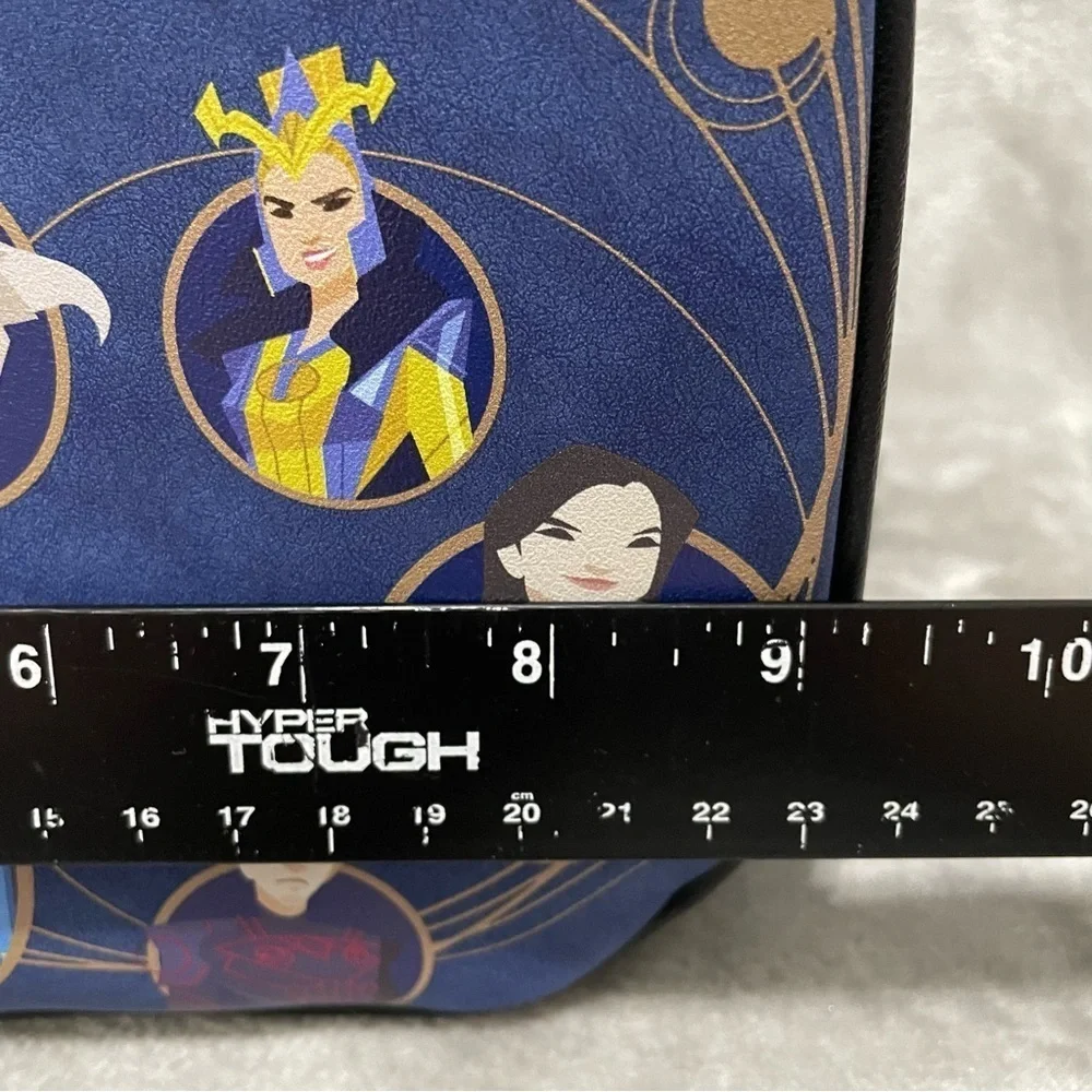 Bioworld Marvel Eternals Cast Convertible Floral Mini Backpack One Strap Blue